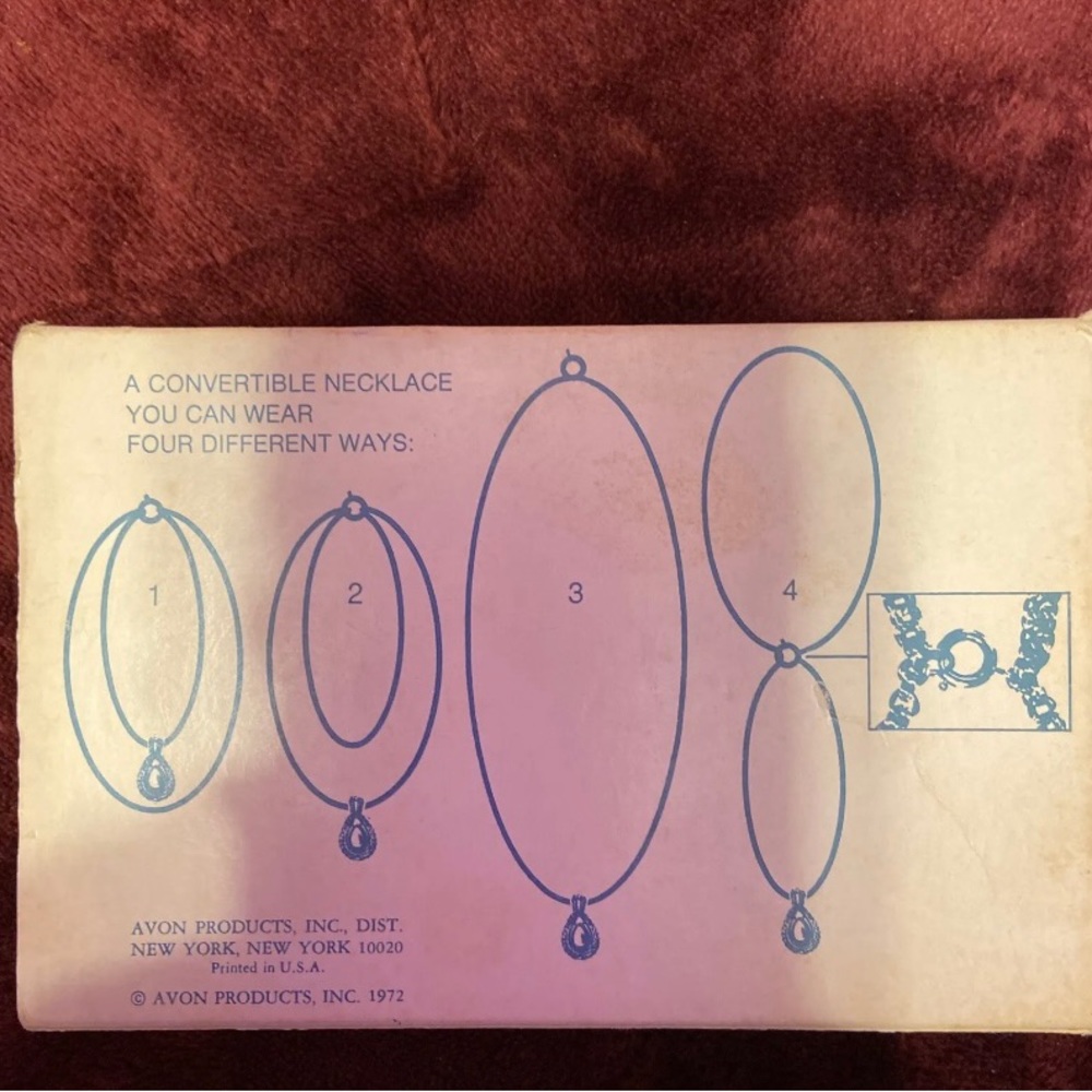 VINTAGE AVON TURQUOISE TEARDROP NECKLACE 1972 SILVER CHAIN NEW IN BOX - Picture 5 of 6